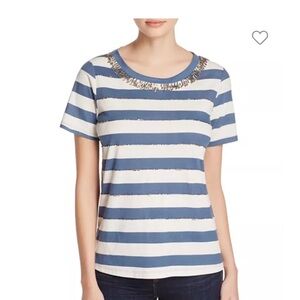 Weekend Max Mara stripe Embellished Jewel Short Sleeve M